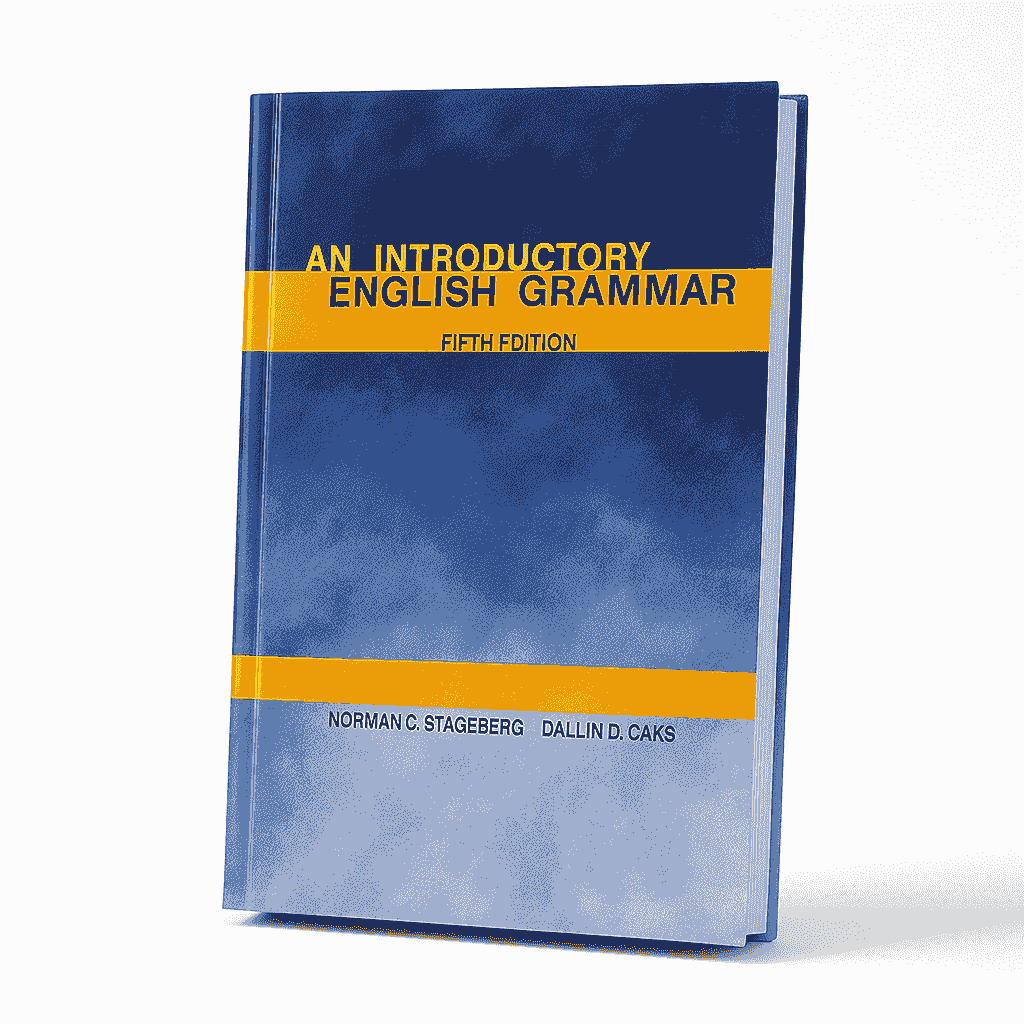 Book titled 'An Introductory English Grammar' with blue and yellow design on a white background