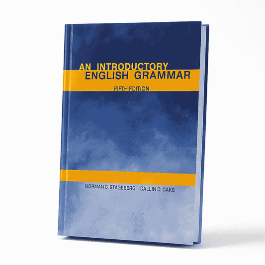 Book titled 'An Introductory English Grammar' with blue and yellow design on a white background