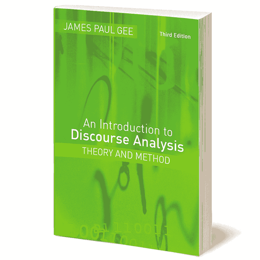 Book titled 'An Introduction to Discourse Analysis: Theory and Method' by James Paul Gee on a white background