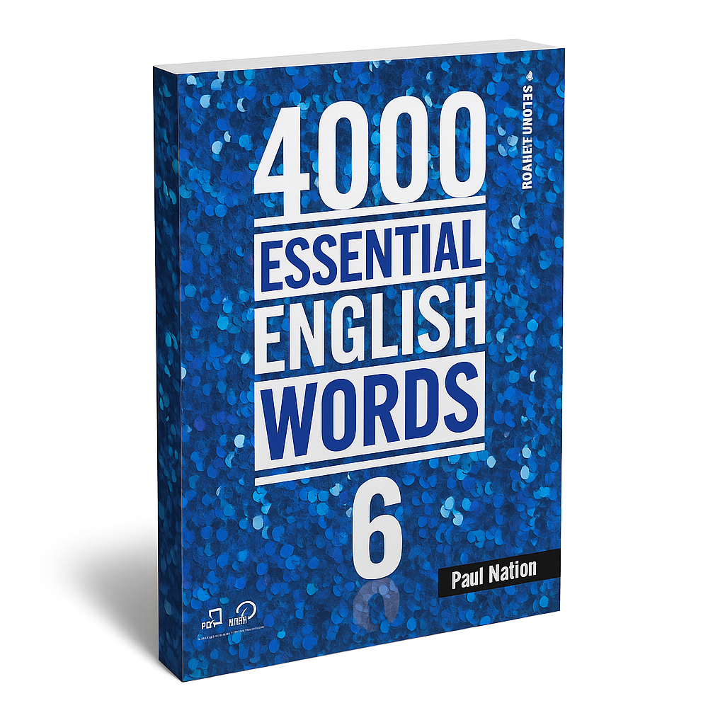 Book titled '4000 Essential English Words 6' by Paul Nation on a blue background